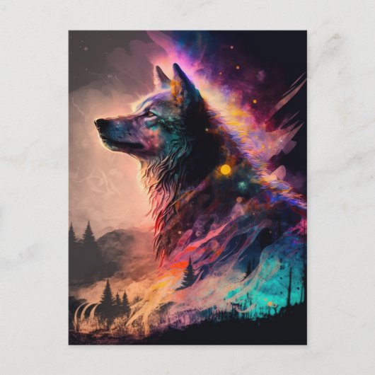 Wolf Surreal Fantasy Briefkaart (Voorkant)