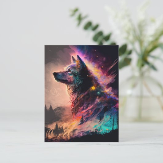 Wolf Surreal Fantasy Briefkaart (Staand voorkant)