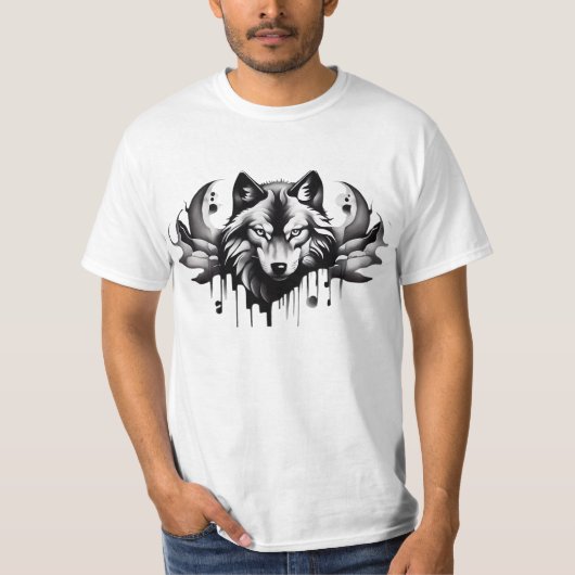 Wolf T-shirt Collectie Tattoo stijl Design (Voorkant)