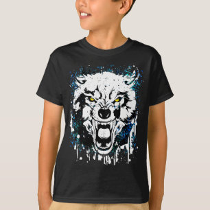Wolf T-Shirt Colorful Wolf Drawing Donkerblauw