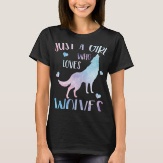 Wolf T-shirt gewoon een meisje die houdt van wolve