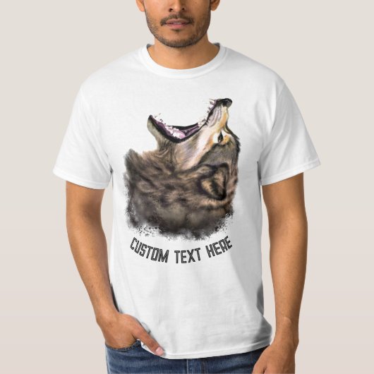 Wolf T-Shirt met aangepaste tekst (Voorkant)