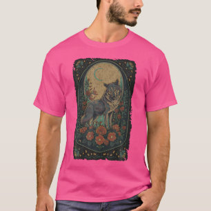 Wolf Tarot Kaart Vrouwen Volle Maan Cottagecore Bl T-shirt