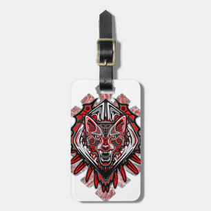 Wolf Tattoo Style Haida Art Bagagelabel