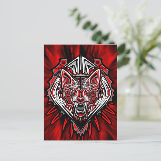 Wolf Tattoo Style Haida Art Briefkaart (Staand voorkant)