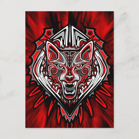 Wolf Tattoo Style Haida Art Briefkaart (Voorkant)
