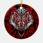 Wolf Tattoo Style Haida Art Ornament (Voorkant)