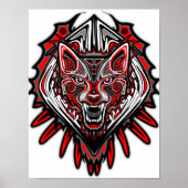 Wolf Tattoo Style Haida Art Poster Paper (Matte) (Voorkant)
