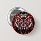Wolf Tattoo Style Haida Art Round Button (Voorkant /achterkant)