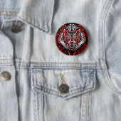 Wolf Tattoo Style Haida Art Round Button (In situ)