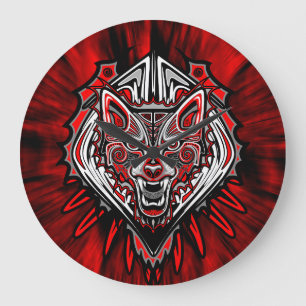 Wolf Tattoo Style Haida Art Wall klok