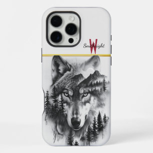Wolf te midden van bergen en bos iPhone 16 pro max hoesje