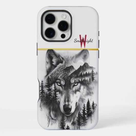 Wolf te midden van bergen en bossen iPhone hoesje (Achterkant)