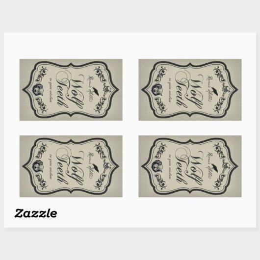 Wolf Teeth Halloween Jar Sticker Label (Vel)