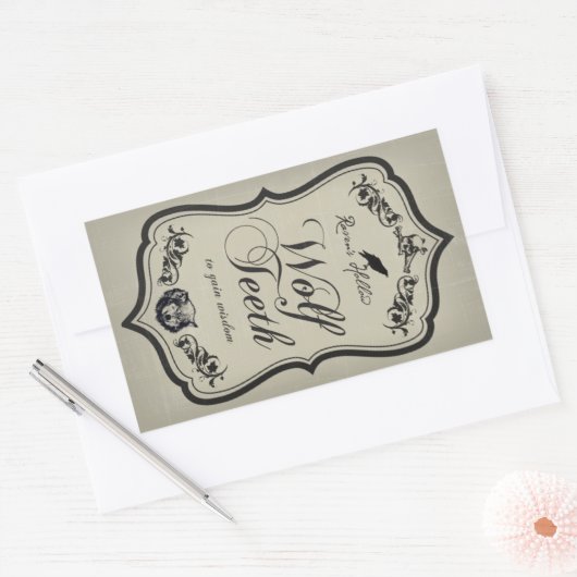 Wolf Teeth Halloween Jar Sticker Label (Envelop)