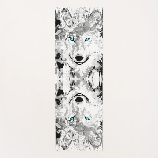 Wolf | Tekening van zwarte en witte wolf | Siberia Yogamat (Voorkant)
