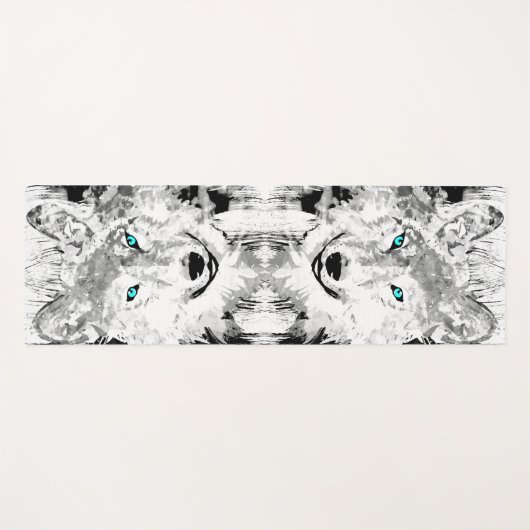 Wolf | Tekening van zwarte en witte wolf | Siberia Yogamat (Voorkant (horizontaal))