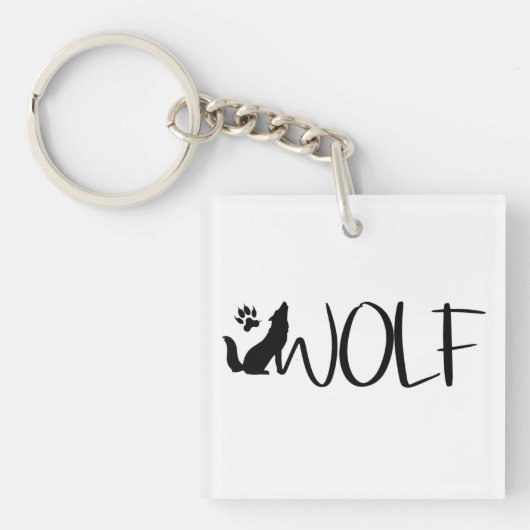 Wolf Tekst Graphic Logo Sleutelhanger (voorkant)