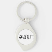 Wolf Tekst Graphic Logo Sleutelhanger (Voorkant)