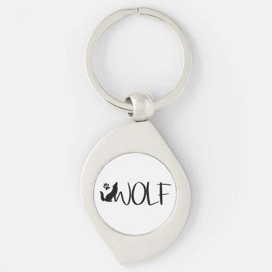 Wolf Tekst Graphic Logo Sleutelhanger (Voorkant)
