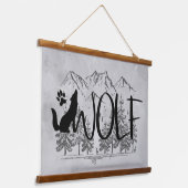 Wolf Text Graphic Animal Natuur Mountains Hangend Wandkleed (Gebogen)