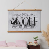 Wolf Text Graphic Animal Natuur Mountains Hangend Wandkleed (Slaapkamer)