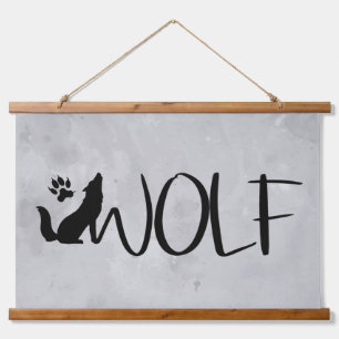 Wolf Text Graphic Art Animal Natuur Hangend Wandkleed