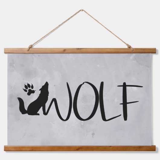 Wolf Text Graphic Art Animal Natuur Hangend Wandkleed (Voorkant)