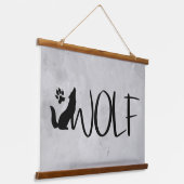 Wolf Text Graphic Art Animal Natuur Hangend Wandkleed (Gebogen)