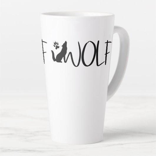 Wolf Text Graphic Logo Latte Mok (Rechterhoek)
