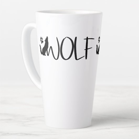 Wolf Text Graphic Logo Latte Mok (Linkerhoek)