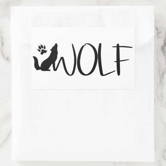Wolf Text Graphic Logo Rechthoekige Sticker (Tas)