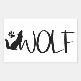 Wolf Text Graphic Logo Rechthoekige Sticker