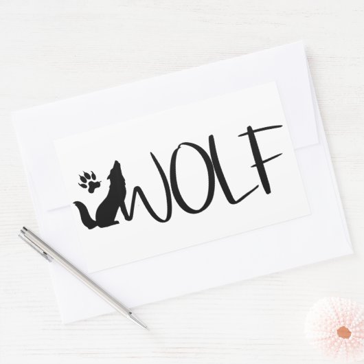 Wolf Text Graphic Logo Rechthoekige Sticker (Envelop)