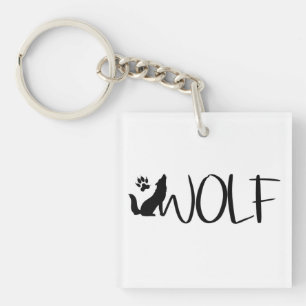 Wolf Text Graphic Logo Sleutelhanger