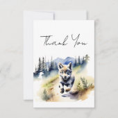 Wolf thema avontuur wacht op baby shower bedankkaart (Voorkant)
