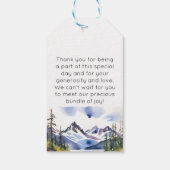 Wolf thema avontuur wacht op baby shower gunst cadeaulabel (Achterkant)