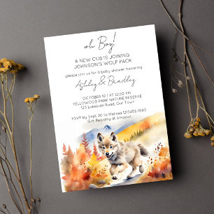 Wolf thema avontuur wacht op baby shower kaart