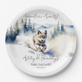 Wolf thema avontuur wacht op baby shower papieren bordje