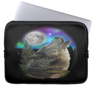 Wolf tijdens de nacht laptop sleeve