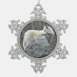 Wolf Tin Sneeuwvlok Ornament