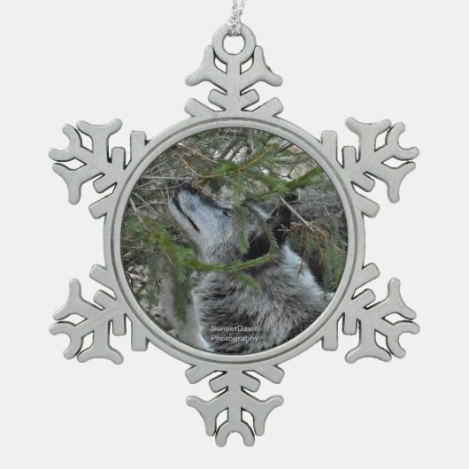 Wolf Tin Sneeuwvlok Ornament (Voorkant)