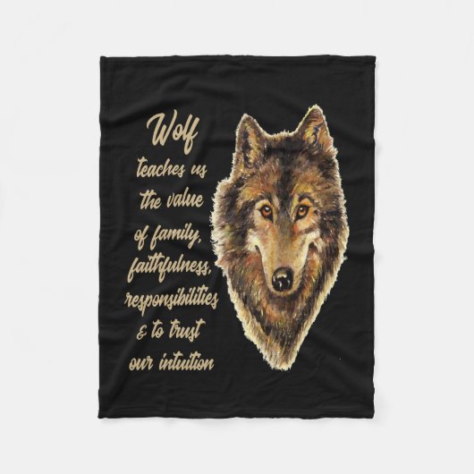 Wolf Totem Animal Spirit Fleece Deken (Voorkant)