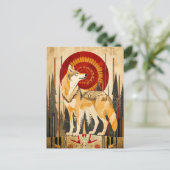 Wolf Totem – Bewaker in Deco Stijl Briefkaart (Staand voorkant)