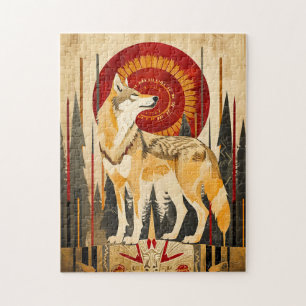 Wolf Totem – Bewaker in Deco Stijl Legpuzzel