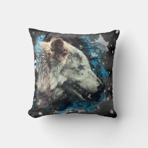 ** Wolf Totem Blauw Abstract Polyester Boho Kussen
