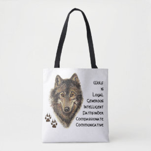 Wolf Totem, Dierengids Inspirerend Grijze Wolf Tote Bag