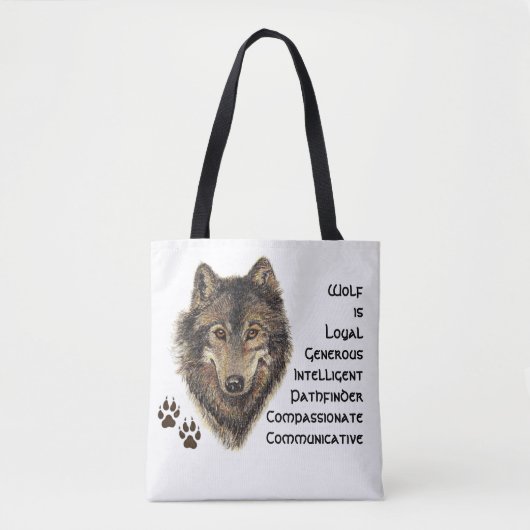 Wolf Totem, Dierengids Inspirerend Grijze Wolf Tote Bag (Voorkant)