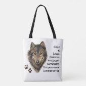 Wolf Totem, Dierengids Inspirerend Grijze Wolf Tote Bag (Achterkant)