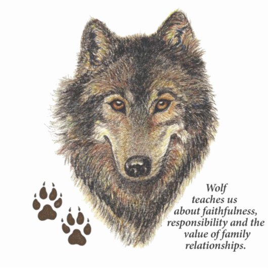 Wolf Totem, Dierengids Inspirerend Symbool Sticker (Voorkant)